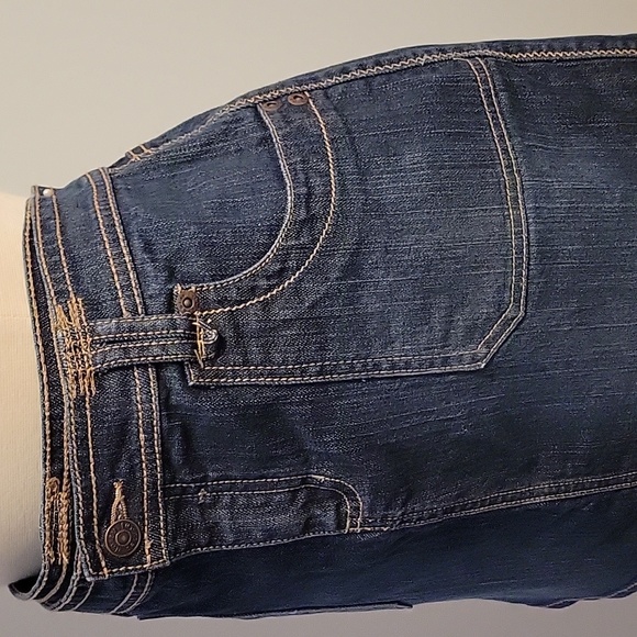 Daisy Fuentes blue jean denim mini skirt womens size 8 gently loved - Picture 2 of 8